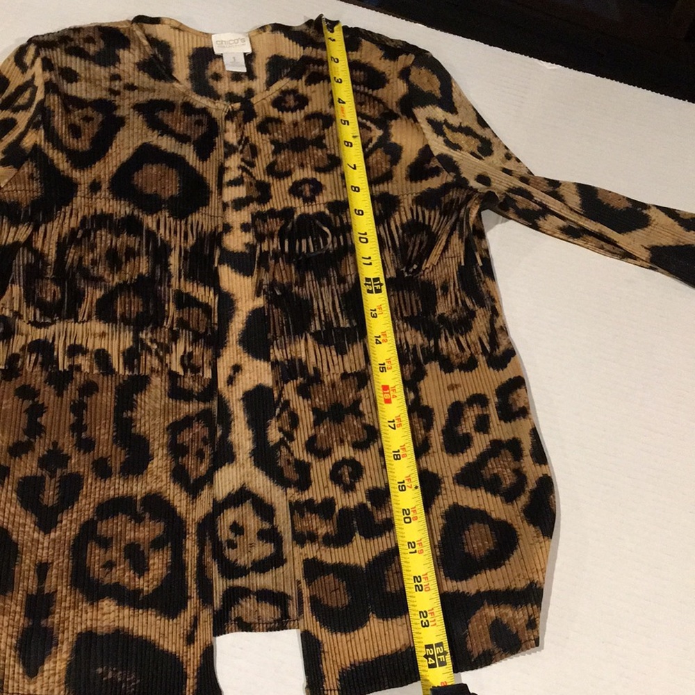 🌼Chico’s Leopard Fringe Jacket.  Small - Picture 6 of 11